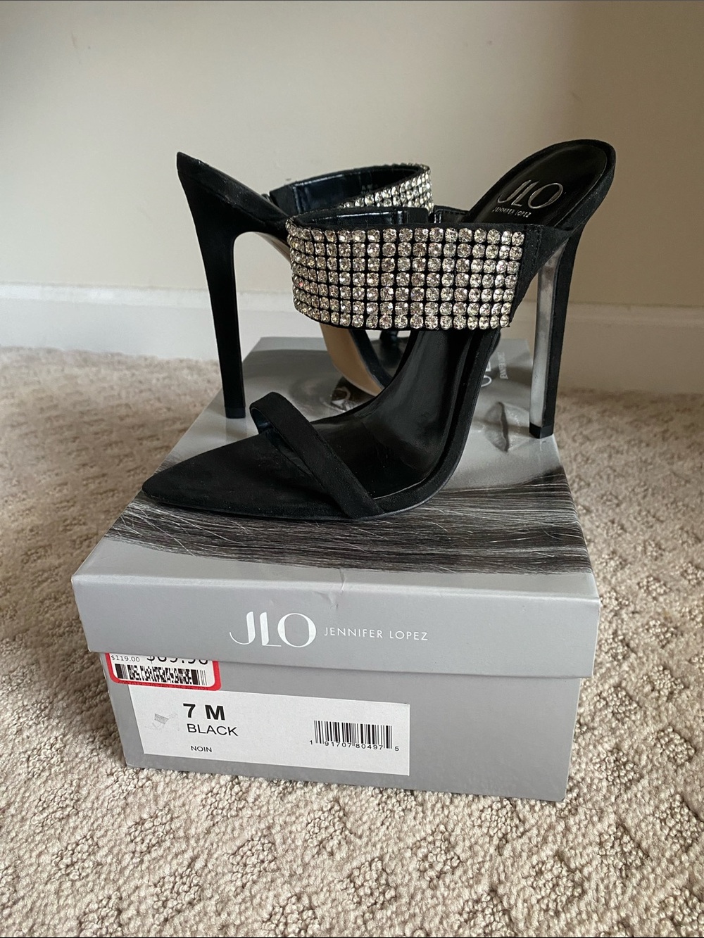 Crystal-Embellished Stiletto Mule